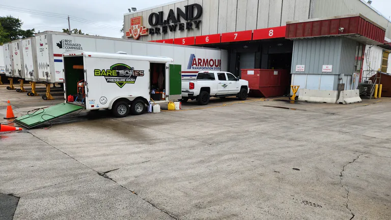 Bare Bones Pressure Wash truck and service trailer at Oland Brewery