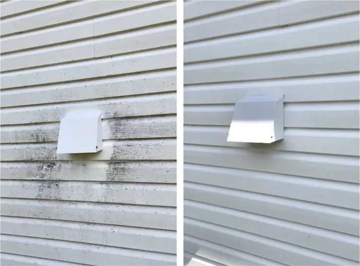 House siding before and after exterior cleaning