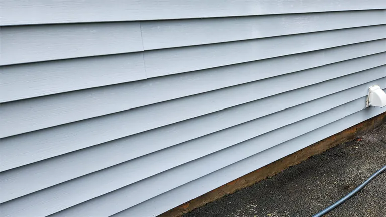 The same white siding clean after house washing